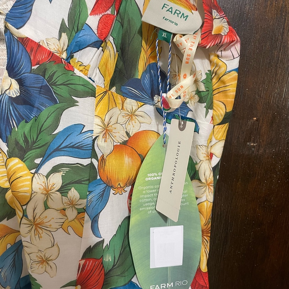 FARM Rio Tropical Cotton White Floral Midi Dress XL - Picture 3 of 4